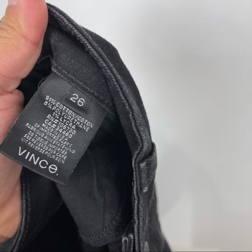 VINCE Black Mid Rise 5 Pocket Zip Ankle Moto Skinny Jeans Women's Size 26 - Picture 11 of 12